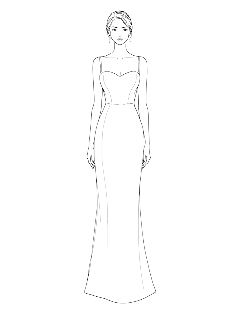 Silhouetten-Zeichnung eines Brautkleids in klassischer A-Linie.